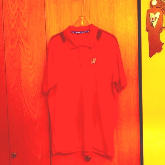 Adidas climachill men Wisconsin Badgers mesh COOLING polo 3 button shirt XL GUC - Picture 3 of 11